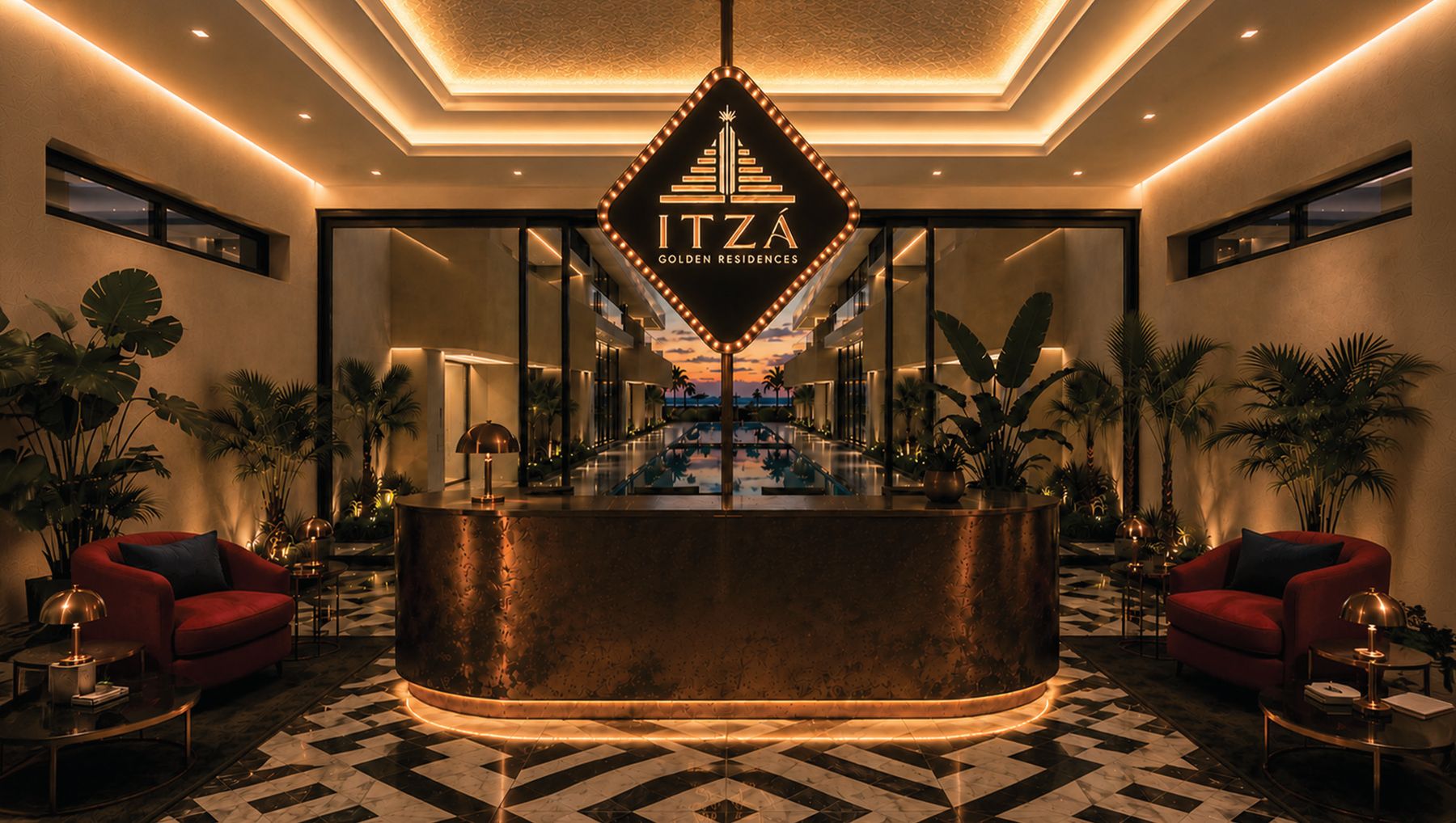The lobby at Itza Golden Residences