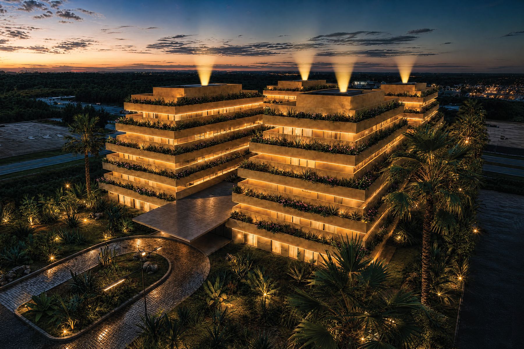 Aerial view of the development